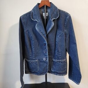 Live a Little Dark‎ Blue 3 Button Jean Jacket SZ XL